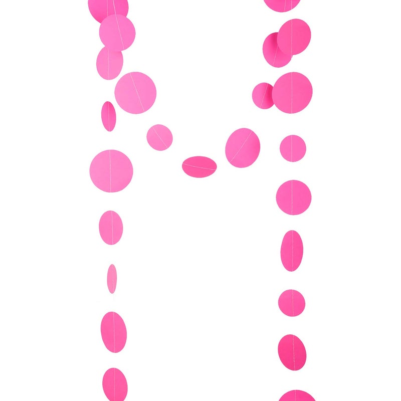 Weven Hot Pink Paper Garland Circle Dot Party Banner Wall Streamers Backdrop Ceiling Hanging Decorations, 20 Feet in Total - Image 3